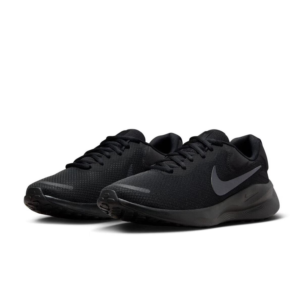 Mens Nike Revolution 7 Black Textile Running Shoes - Black