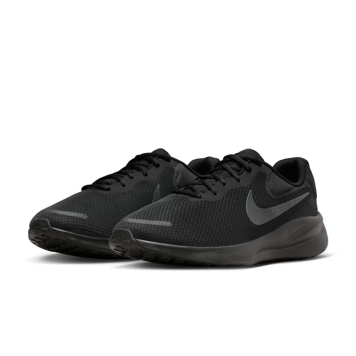 Mens Nike Revolution 7 Black Textile Running Shoes - Black