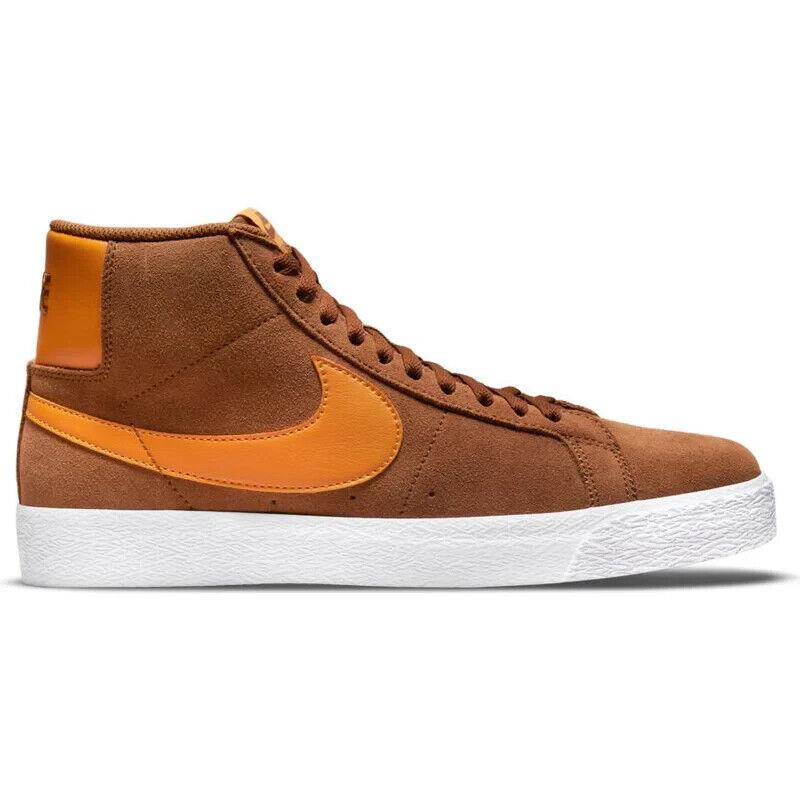 w Nike SB Zoom Blazer Mid Pecan Light / Curry White 864349-203 Skate Shoes - White