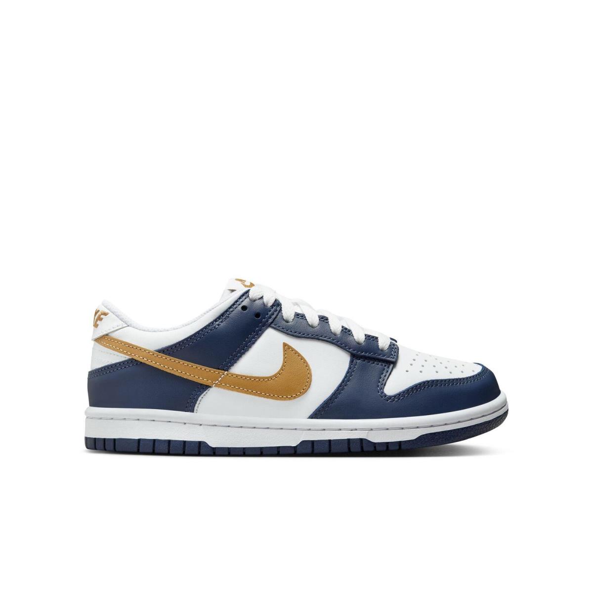 Big Kid`s Nike Dunk Low White/wheat-midnight Navy FB9109 111 - White/Wheat-Midnight Navy