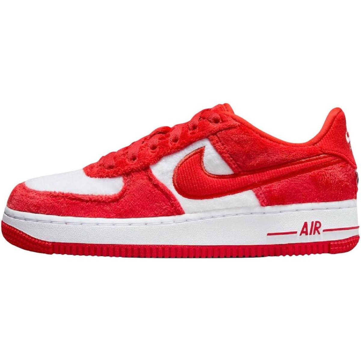 Big Kid`s Nike Air Force 1 Fire Red/lt Crimson-white FZ3552 612 - Fire Red/Lt Crimson-White