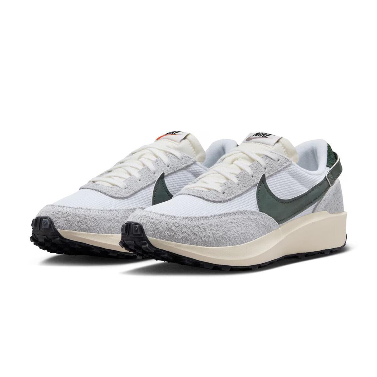 Womens Nike Waffle Debut Vintage White Green Suede Running Shoes - White