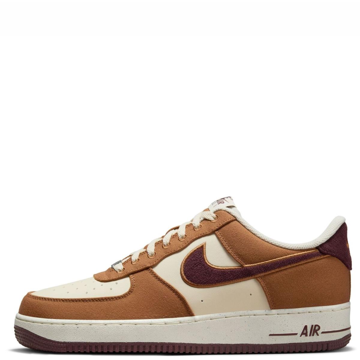 Men`s Nike Air Force 1 `07 LV8 1 Lt British Tan/burgundy Crush FQ8713 200 - British Tan/Burgundy Crush