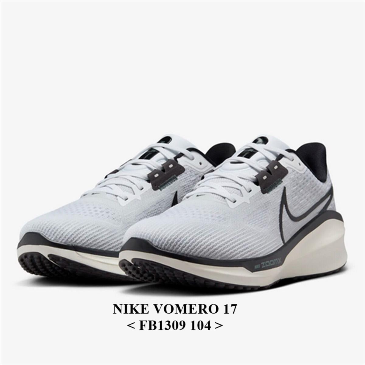 Nike Vomero 17 FB1309 104 Men`s Road Running Shoes.new NO Lid - White/Pure Platinum/Vintage Green/Black, Manufacturer: White/Pure Platinum/Vintage Green/Black