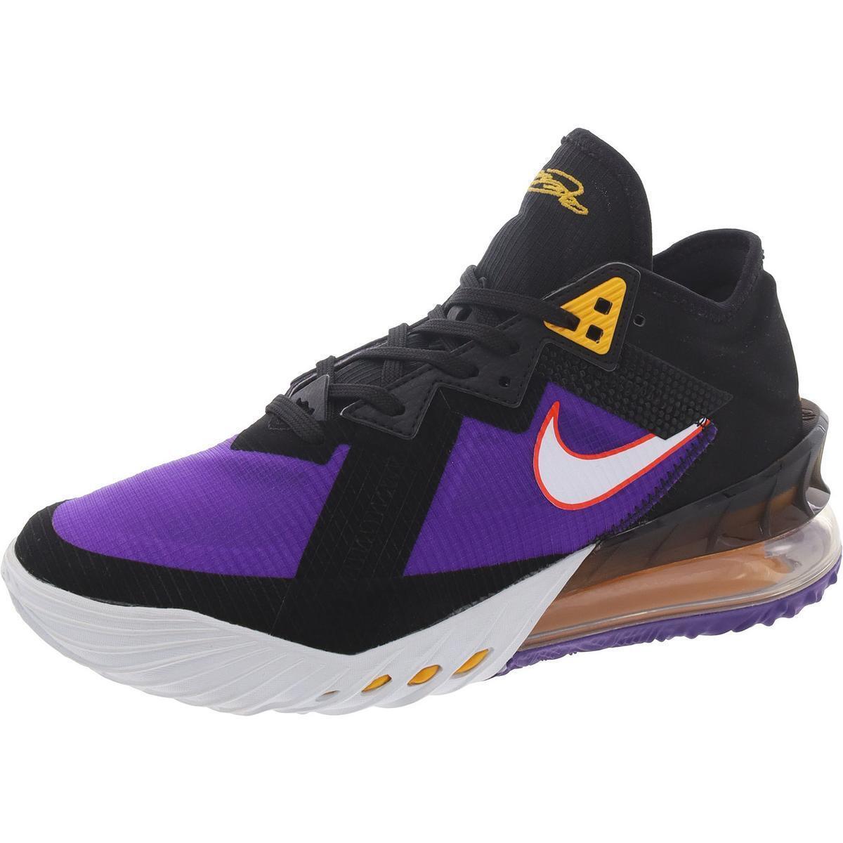 Nike Mens Lebron Xviii Low Lace-up Running Training Shoes Sneakers Bhfo 0195 - Black/White-Fierce Purple