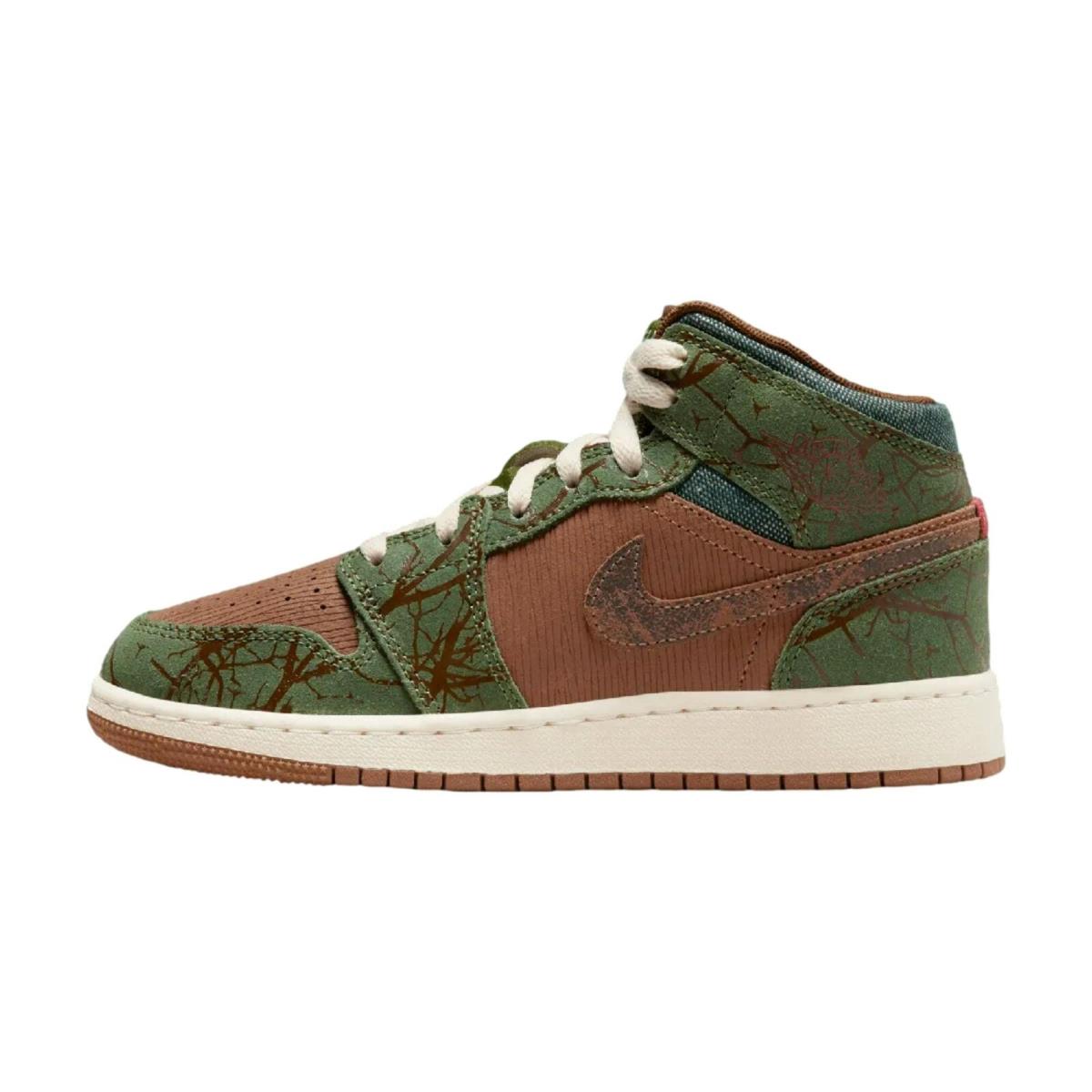 Nike Air Jordan 1 Mid SS Archaeo Brown/light Olive FQ8101-200 Grade-school Size - Multicolor