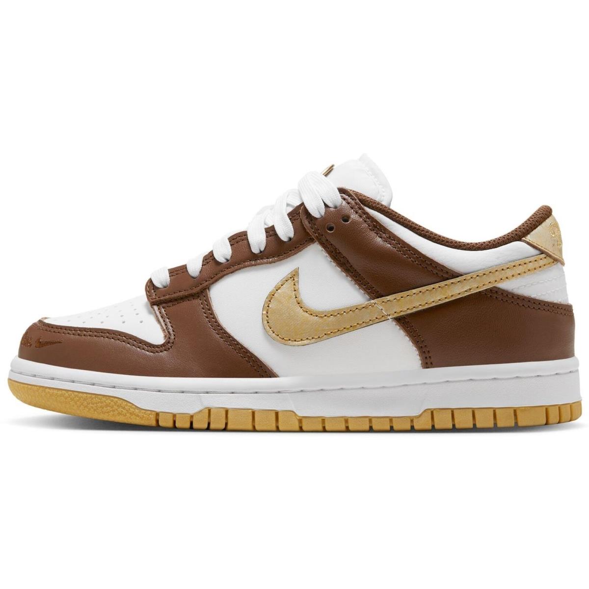 Big Kid`s Nike Dunk Low White/metallic Gold-white HM3725 171 - White/Metallic Gold-White