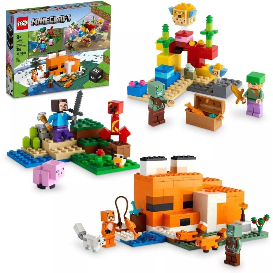 Lego Minecraft Overworld Adventures 3 in 1 Building Set Pack 66779