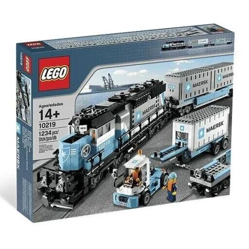 Lego Maersk Train 10219 Creator City Port Cargo Container Track Truck Blue