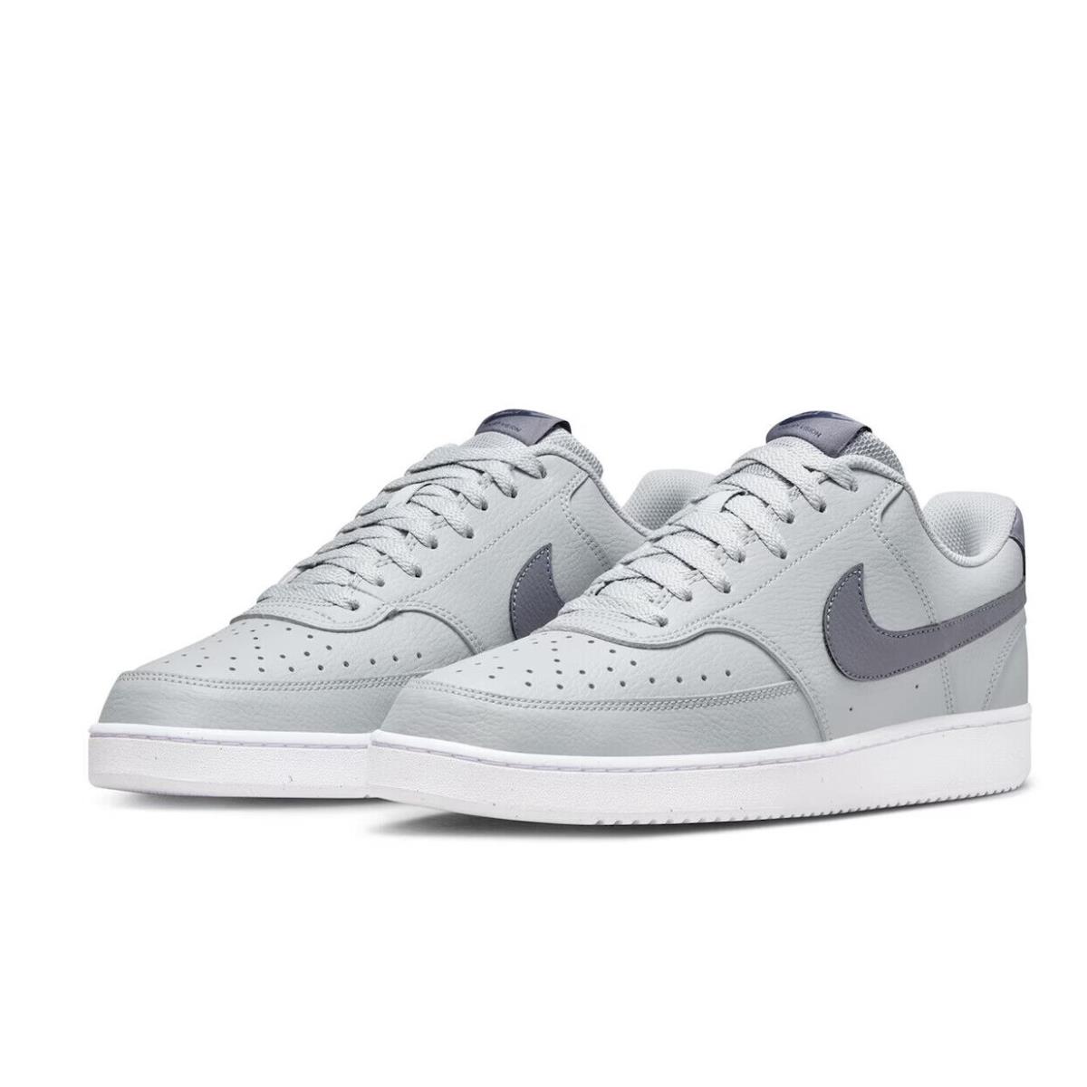 Mens Nike Court Vision Low Next Nature Grey Blue Leather Sneaker Shoes - Gray