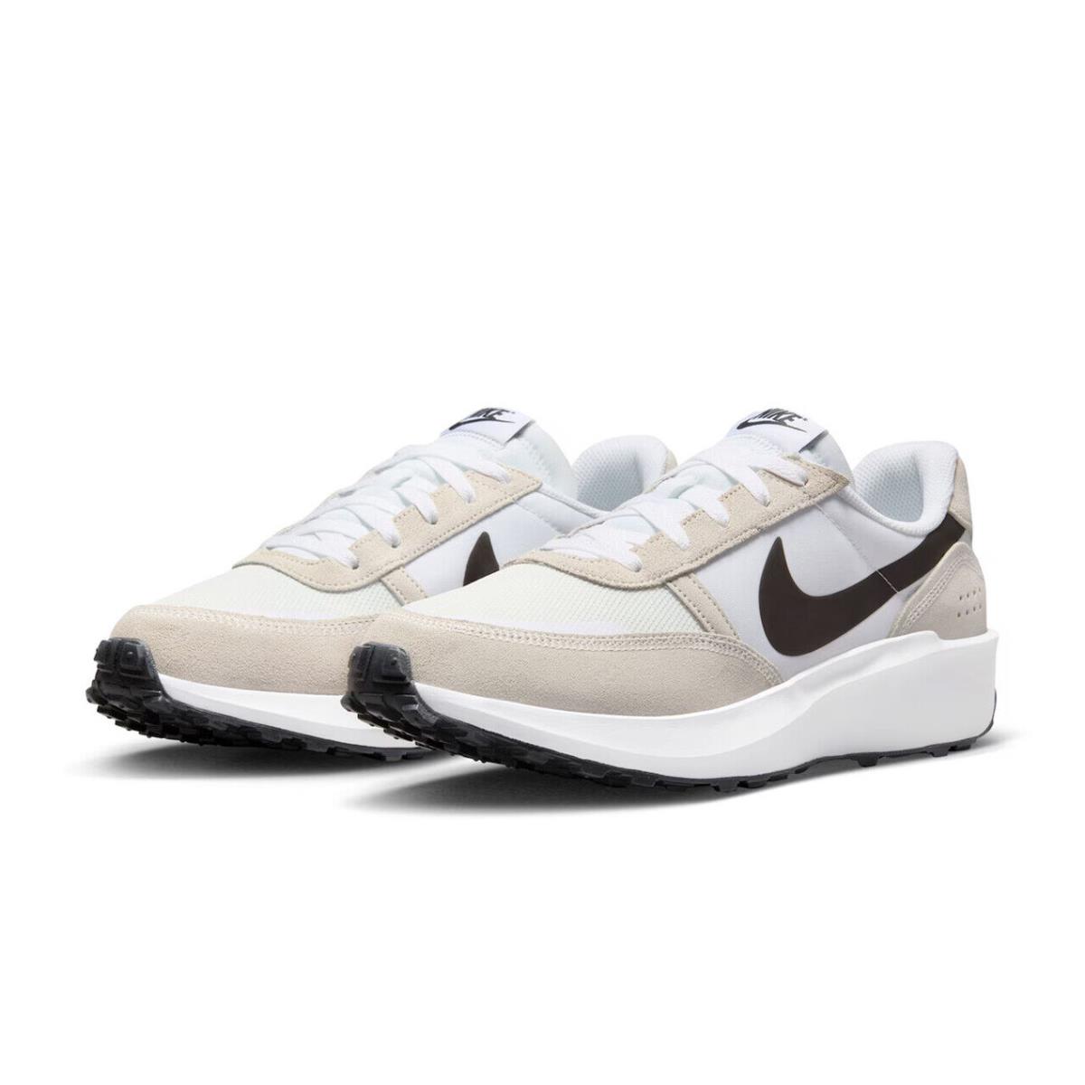 Mens Nike Waffle Debut White Black Grey Suede Running Shoes - White