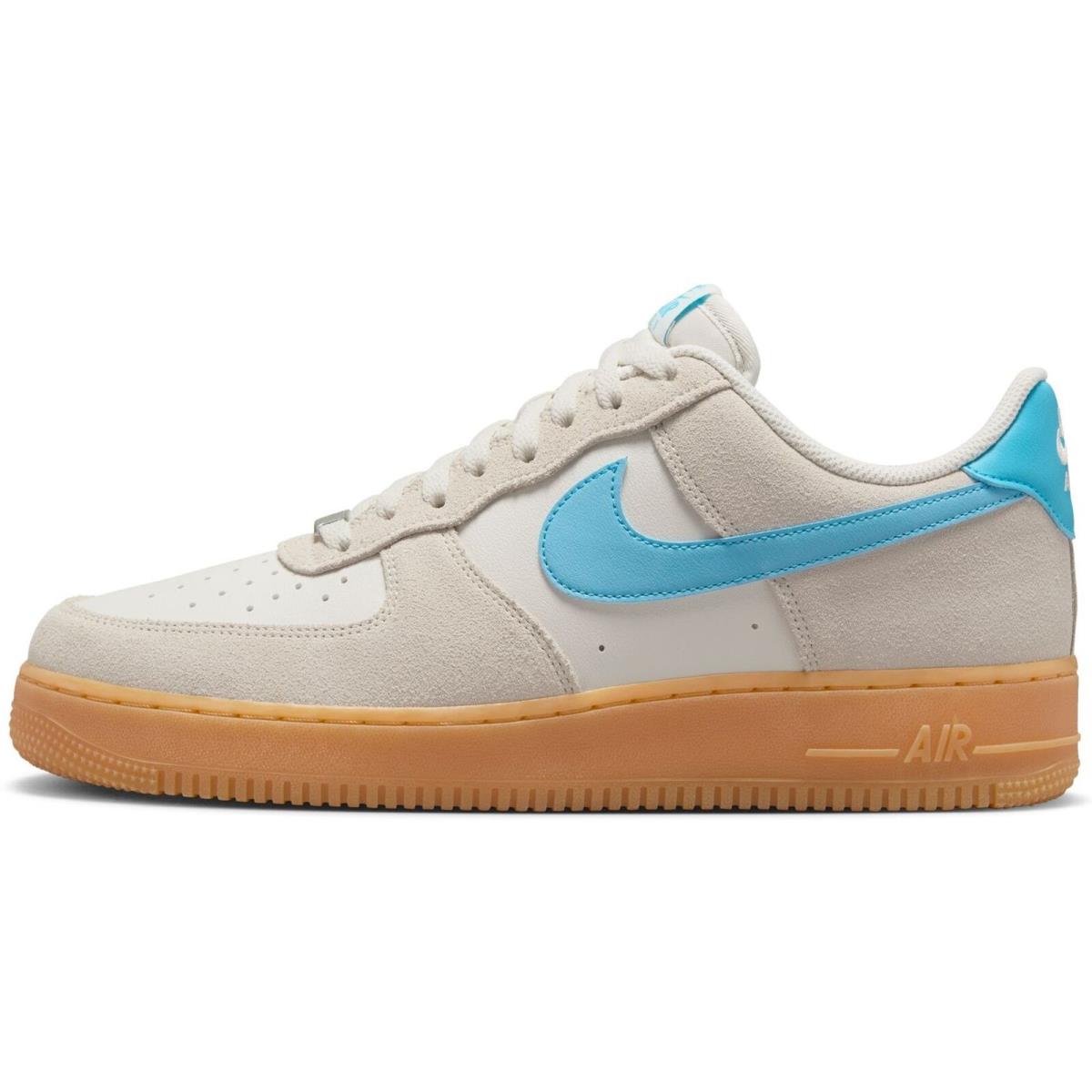 Men`s Nike Air Force 1 `07 LV8 Phantom/baltic Blue-gum Yellow FQ8714 003 - Phantom/Baltic Blue-Gum Yellow