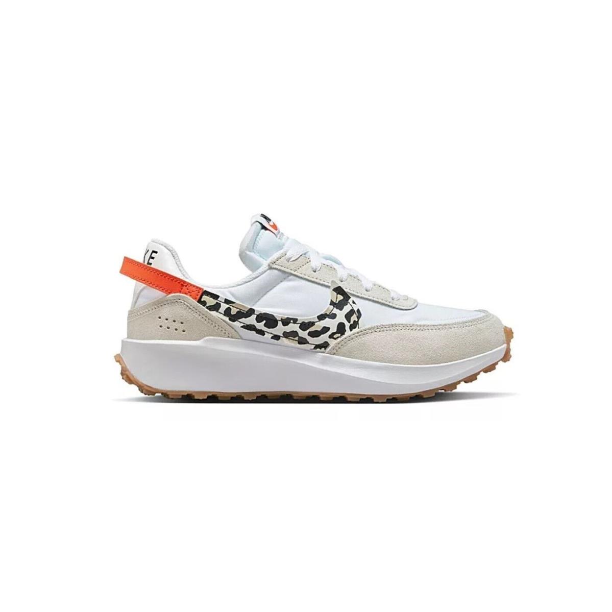 Nike Waffle Debut Sail/leopard Women`s Retro Athletic Running Gym Shoes Sneakers - White/Sail/Leopard-Team Orange