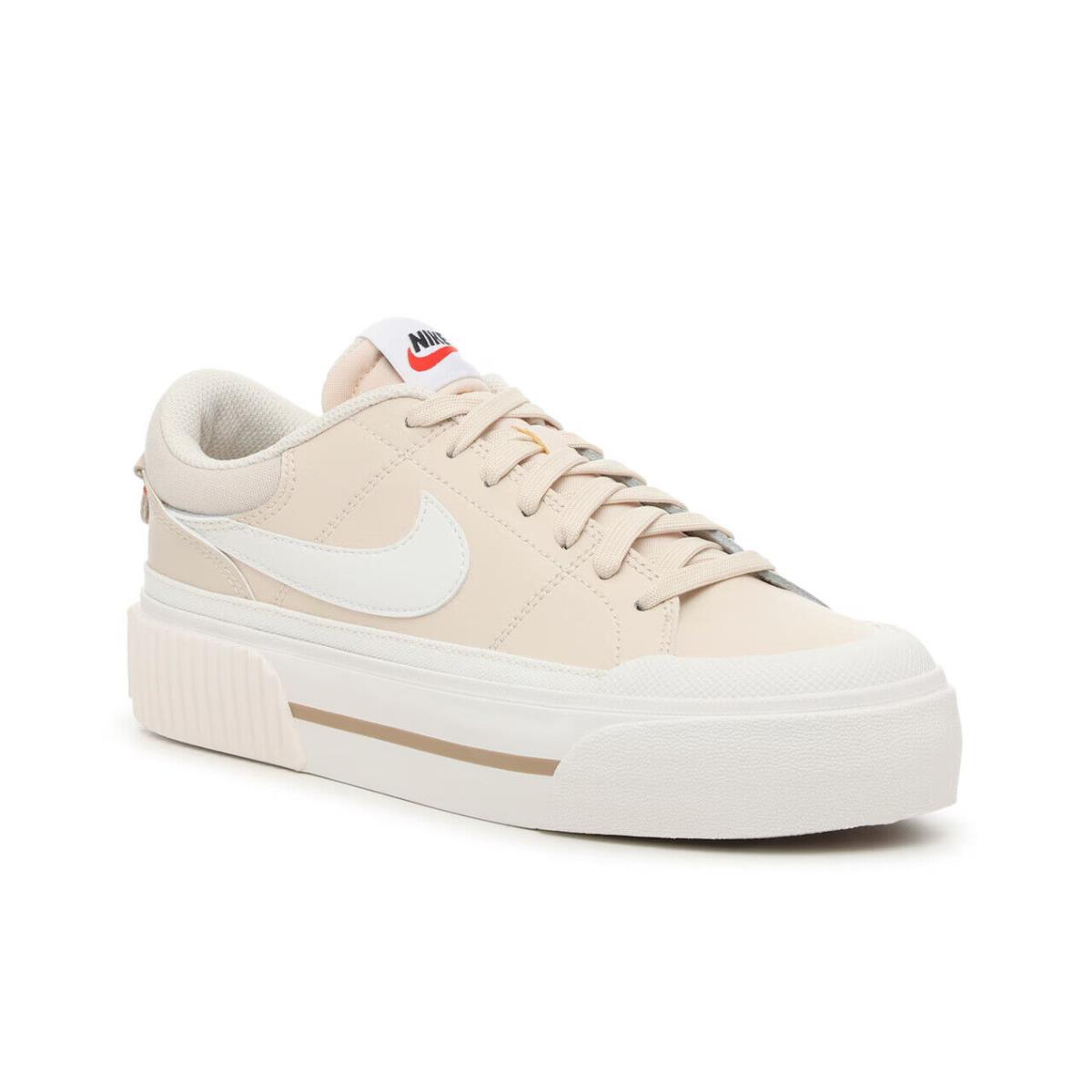 Womens Nike Court Legacy Lift Natural Leather Sneaker Shoes - Beige