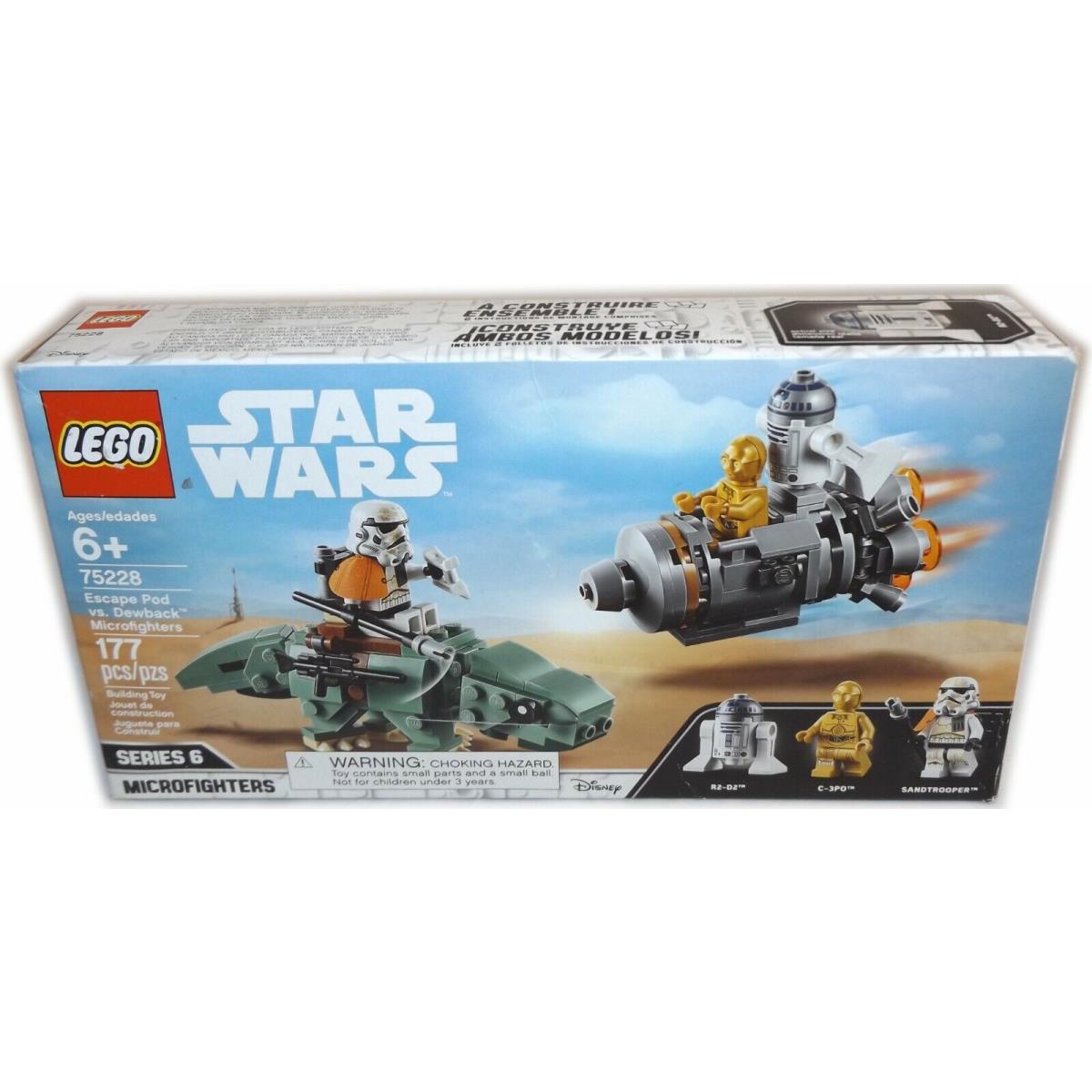 Lego 75228 Escape Pod vs Dewback Microfighters Star Wars Sandtrooper R2-D2 C-3PO