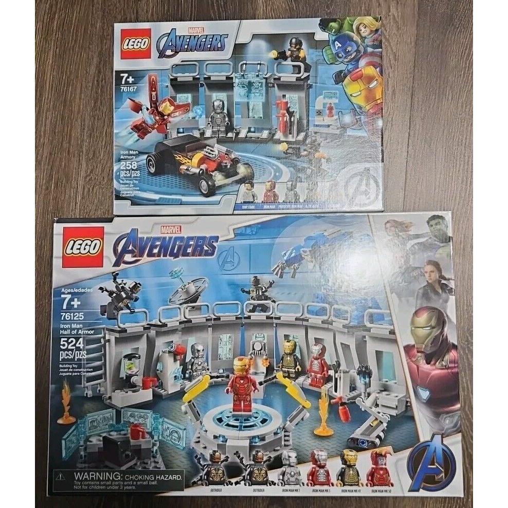 Lego Marvel Avengers 76125 Iron Man Hall Of Armor and 76167 Iron Man Armory