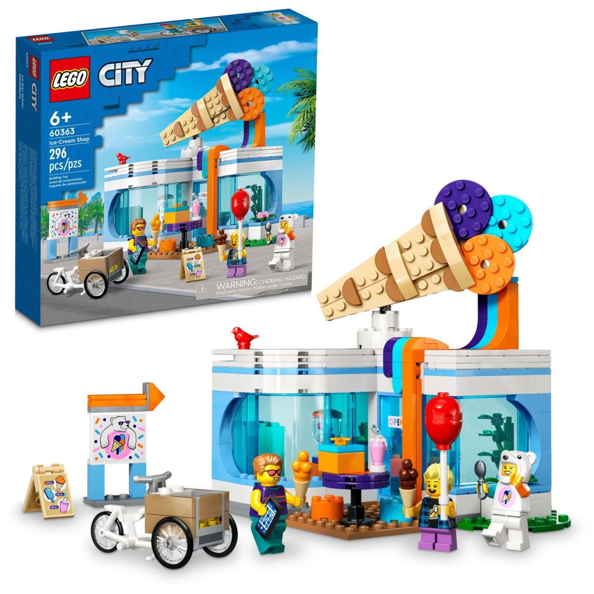 Lego City Ice-cream Shop 60363 Building Toy Set Includes a Cargo Bike 3 Minifi