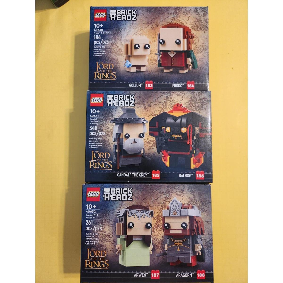 Lego 3 Lord Of The Rings Sets Brick Headz 40630 40631 40632 New/ Sealed/ Ffs