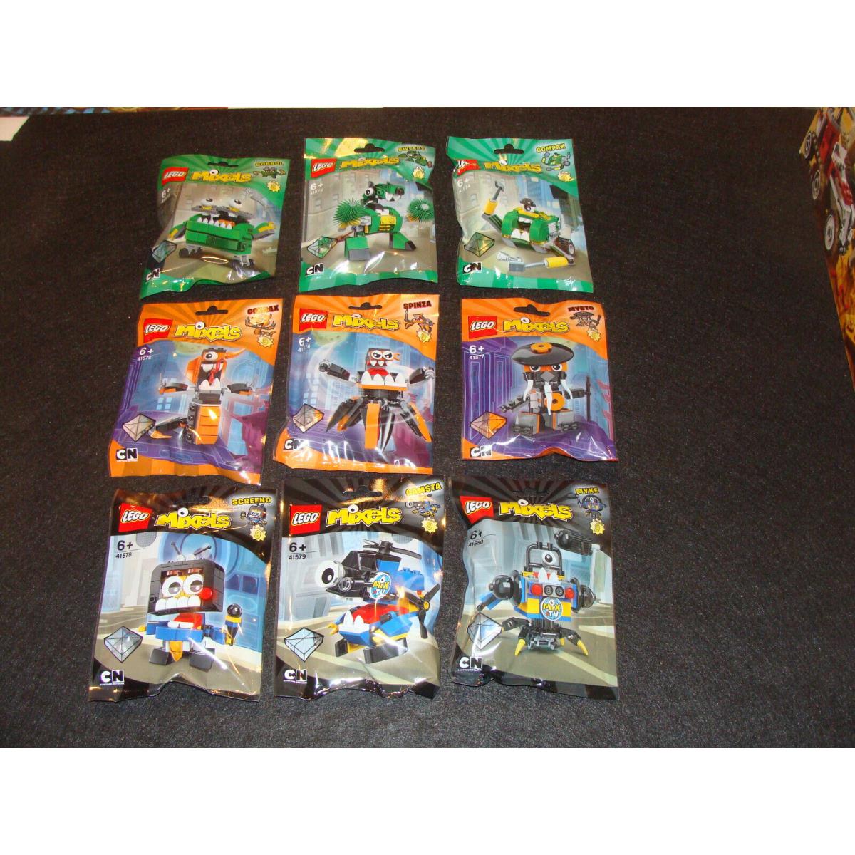 Lego Mixels Series 9 Complete Set OF 9 Sweepz Cobrax Mysto Screeno Camsta