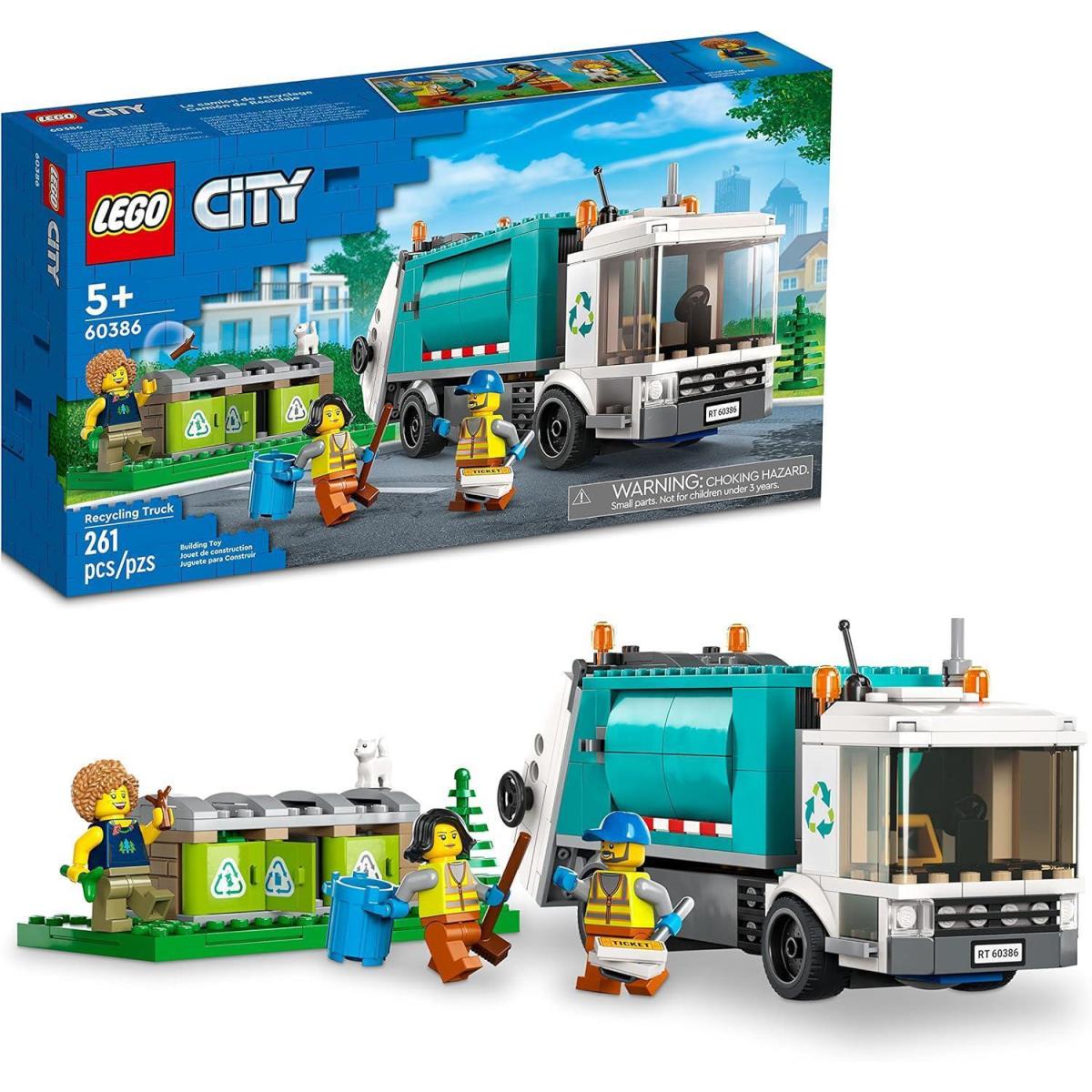 Lego City Recycling Truck Toy Vehicle Set with 3 Sorting Bins Gift Idea For 5