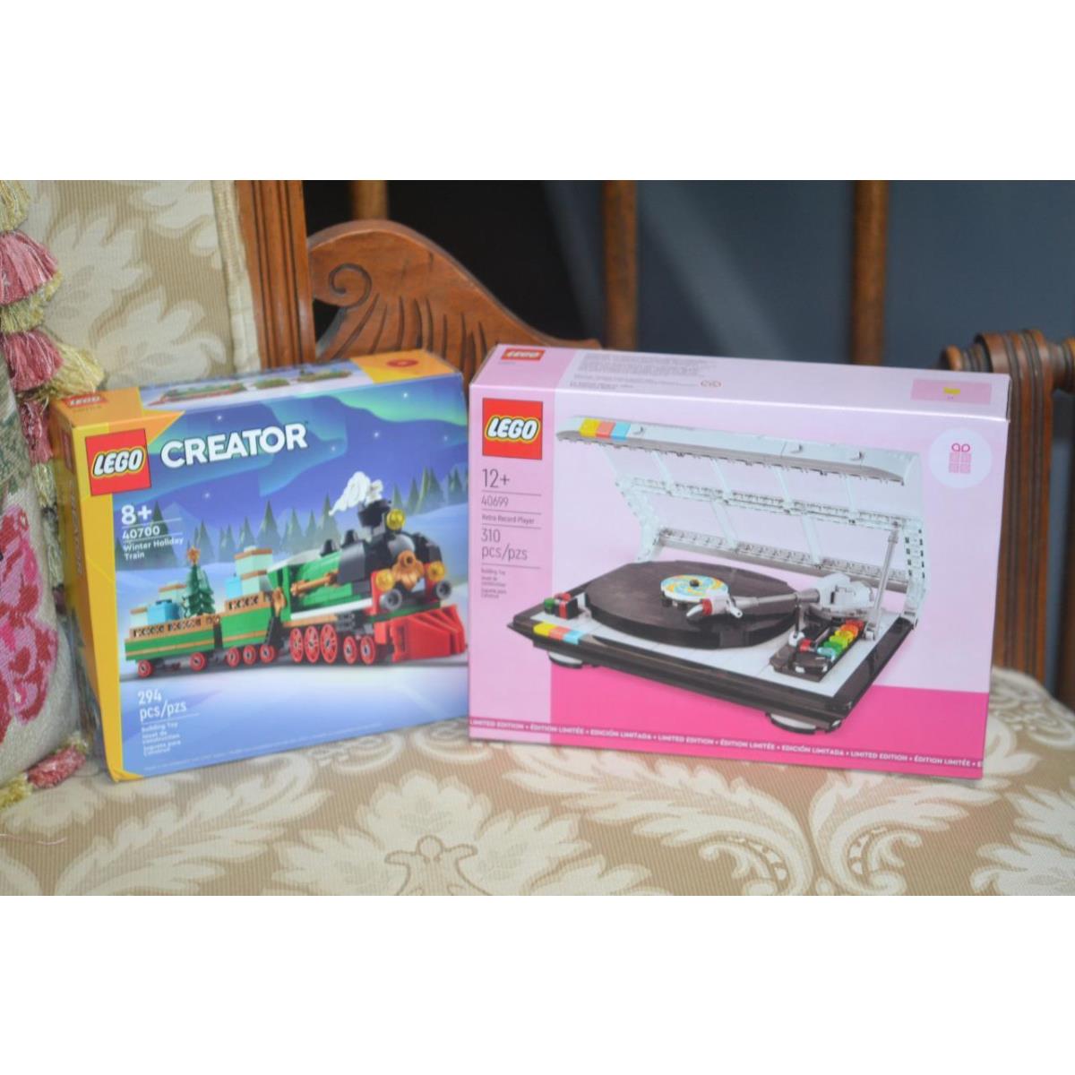 Limited Ed Lego 40699 Retro Record Player + Winter Holiday Train 40700 Vip