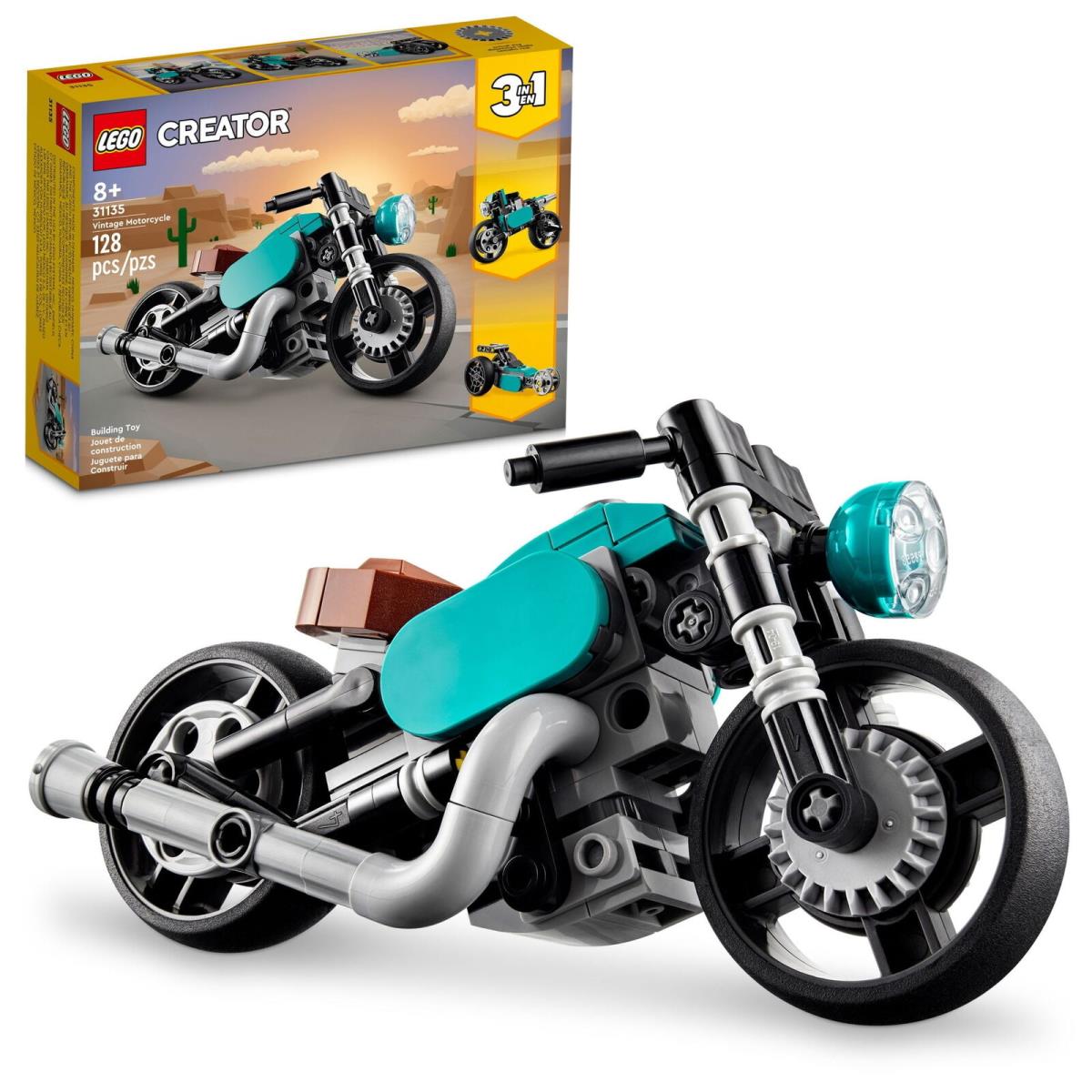 Lego Creator 3 in 1 Vintage Motorcycle Set Transforms From Classic Motorcycle T