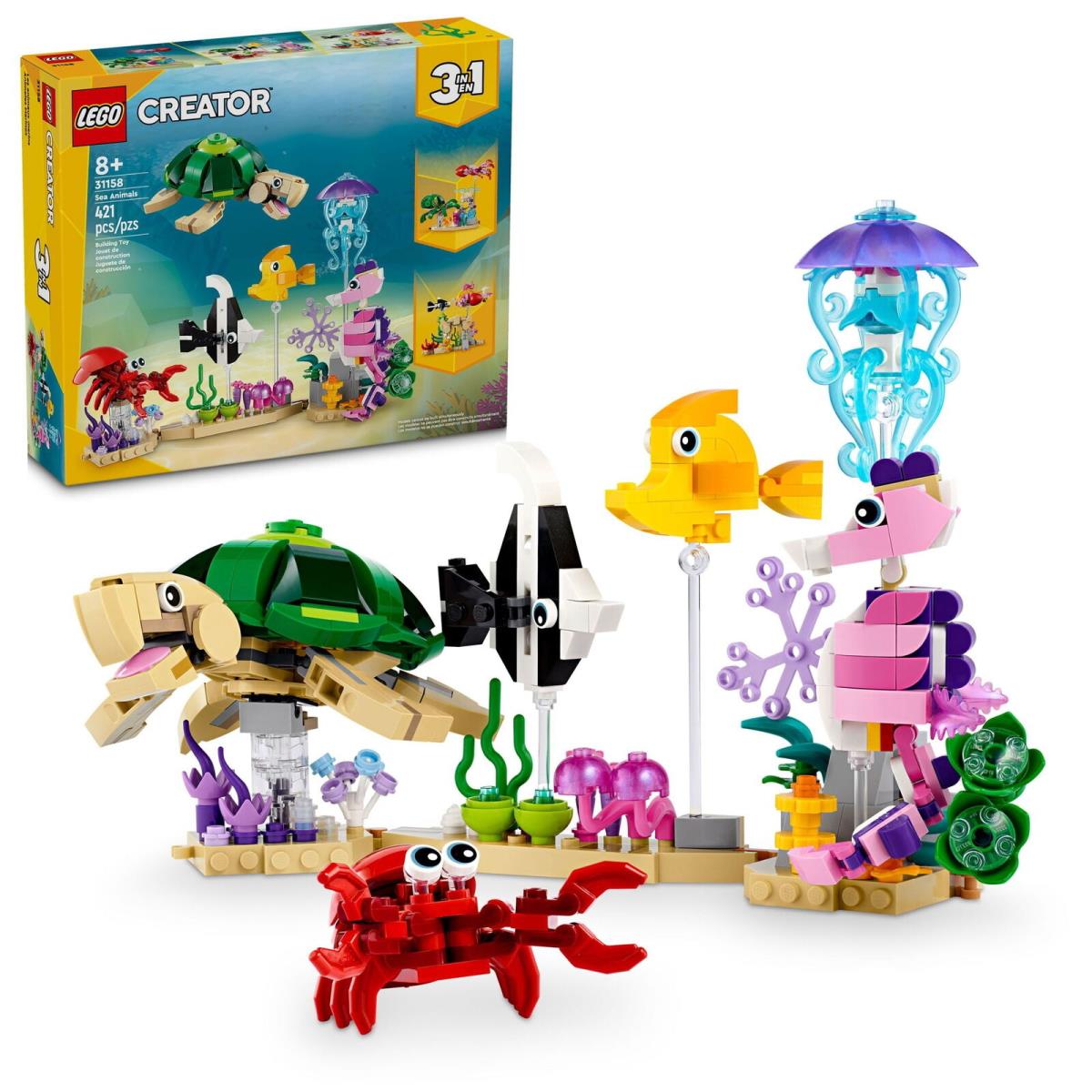 Lego Creator 3 in 1 Sea Animals Toys Building Set For Kids Transforms From Turt