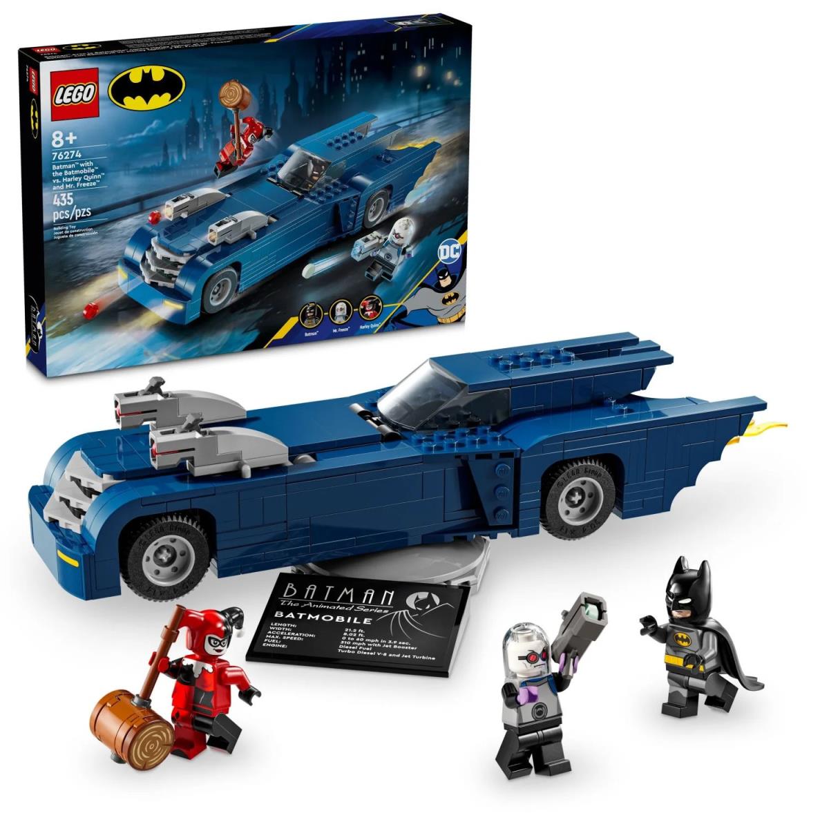 DC Batman Batmobile Vs. Harley Quinn Mr. Freeze Lego Set Ages 8+ 76274