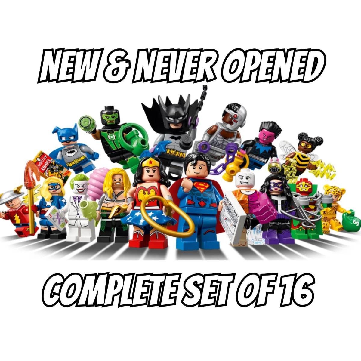 Complete Set of 16 Lego DC Comics Superhero Minifigures Cmf 71026