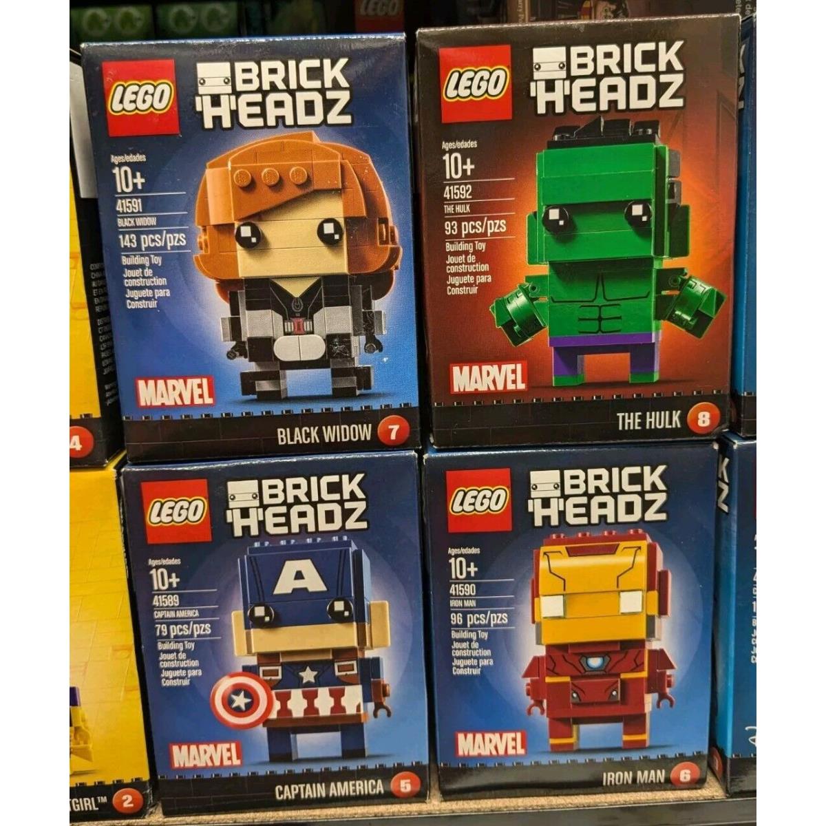 Lego Brickheadz Sets 5-8 Marvel Comics Captain America Hulk Black Widow Iron Man