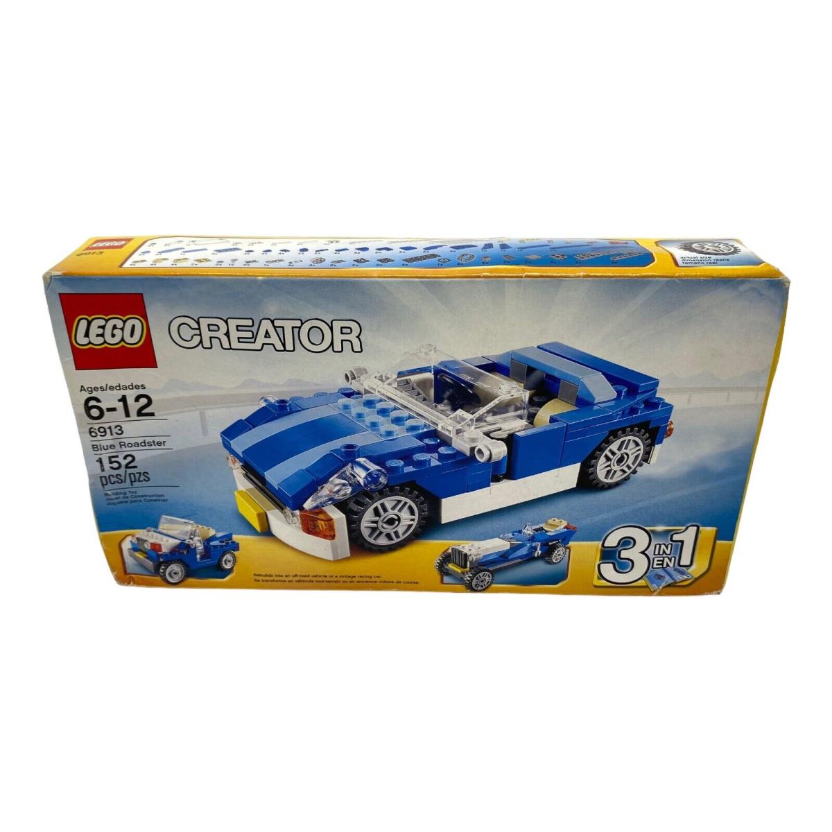 Lego - Creator 3 in 1 Sports Car Set 6913 Blue Roadster Racecar Old Stock - Blue