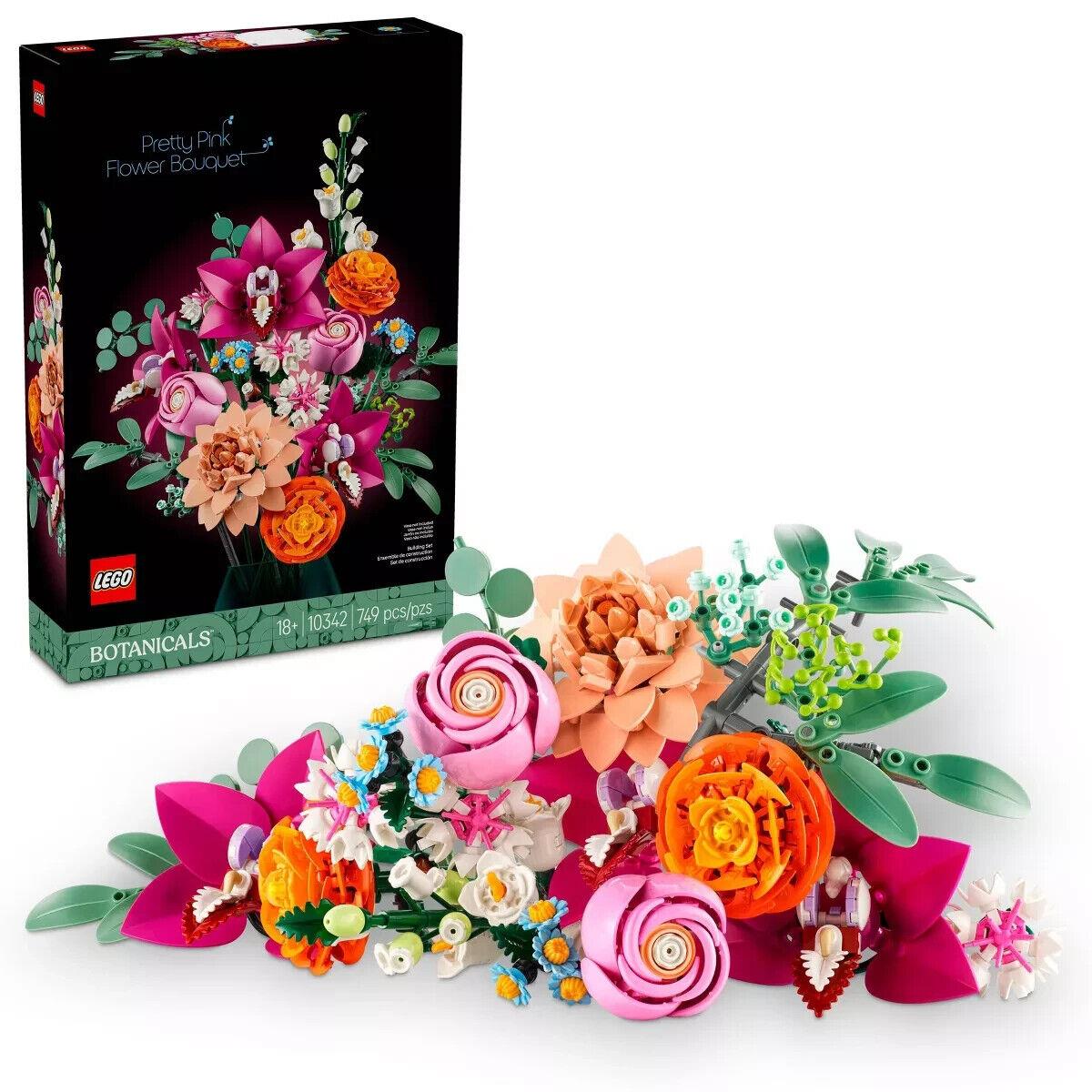 Lego Botanical Collection - Pretty Pink Flower Bouquet Set 10342 - 749 Pieces