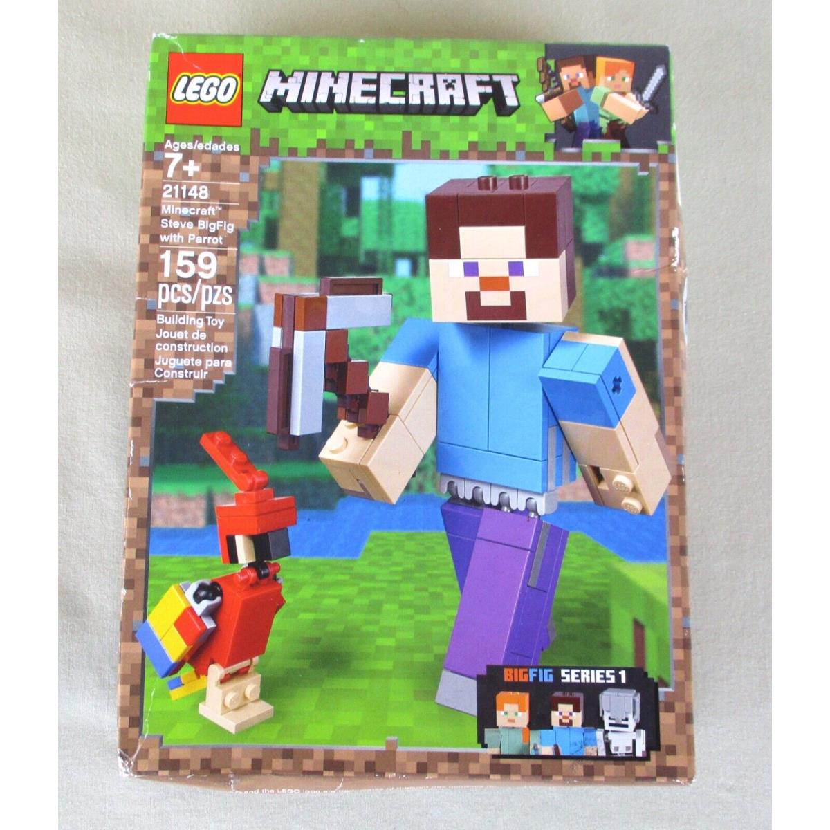 Lego Minecraft 21148 Steve Bigfig with Parrot Retired Set