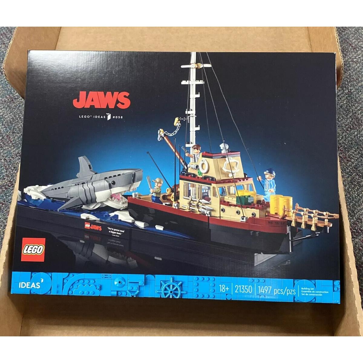 Jaws Lego Set 21350 Factory Carboard Container