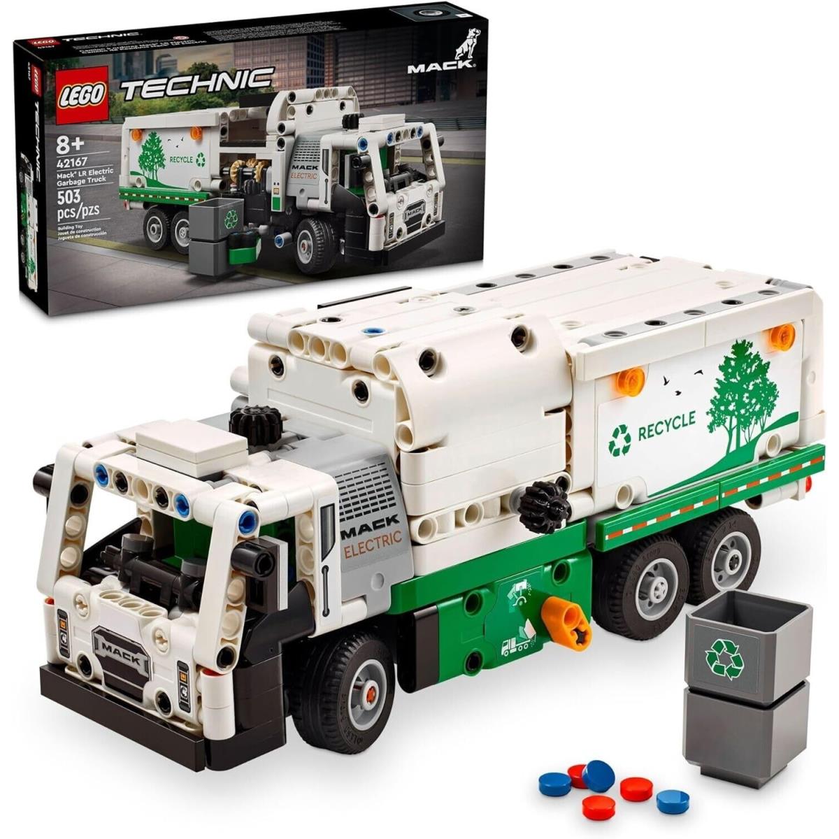 Lego Technic Mack LR Electric Garbage Truck 42167 Building Set Recycling Truck