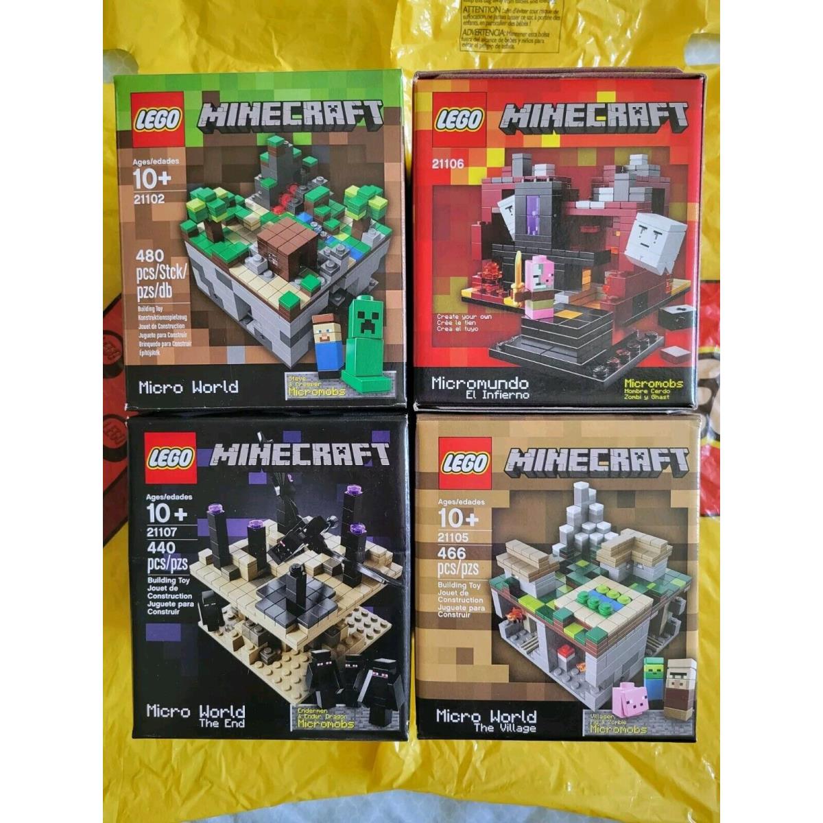 Lego Minecraft Complete Collection of 4 Microworlds 21102 21105 21106 21107