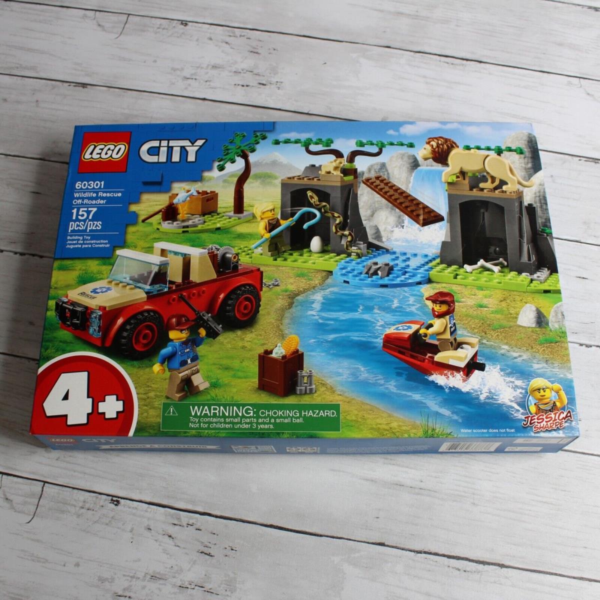 Lego City Set Wildlife Rescue Off-roader Lion Jet Ski Jeep Building Blocks