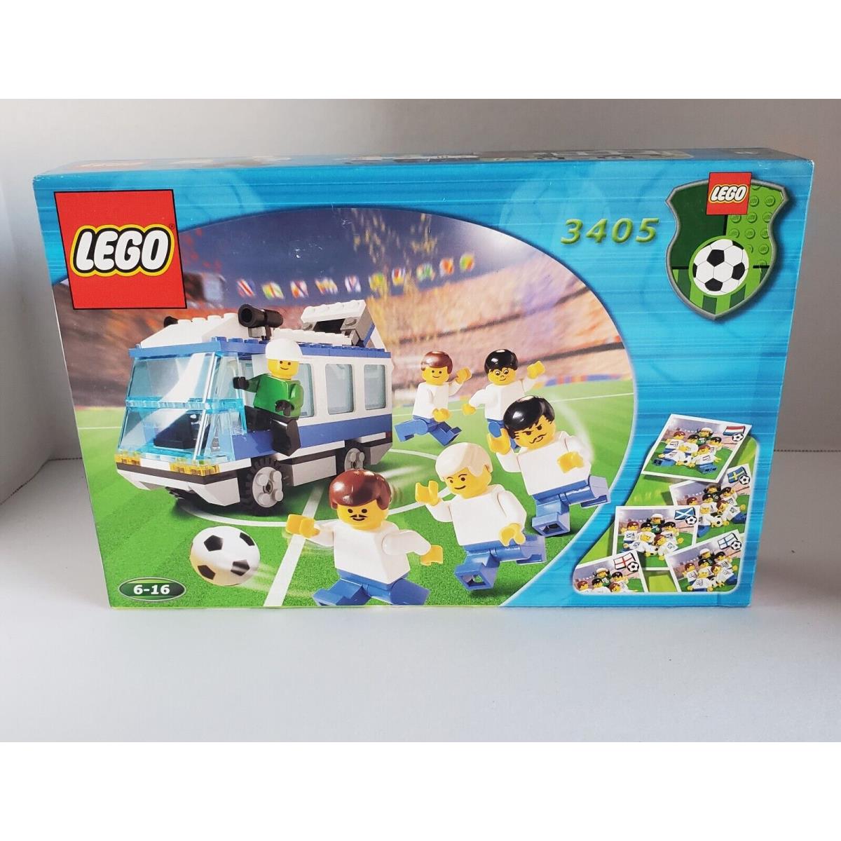 Lego 3405 Blue Soccer Bus Box Football Fin Scot Eng Swe NL Stickers