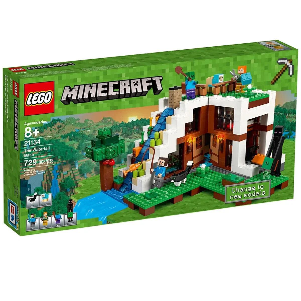 Lego The Waterfall Base 21134 Minecraft Minifigure Building Set