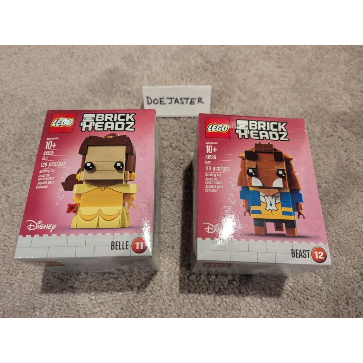 Lego Brickheadz Pair - Belle 41595 Beast 41596 - 2017 - - Disney