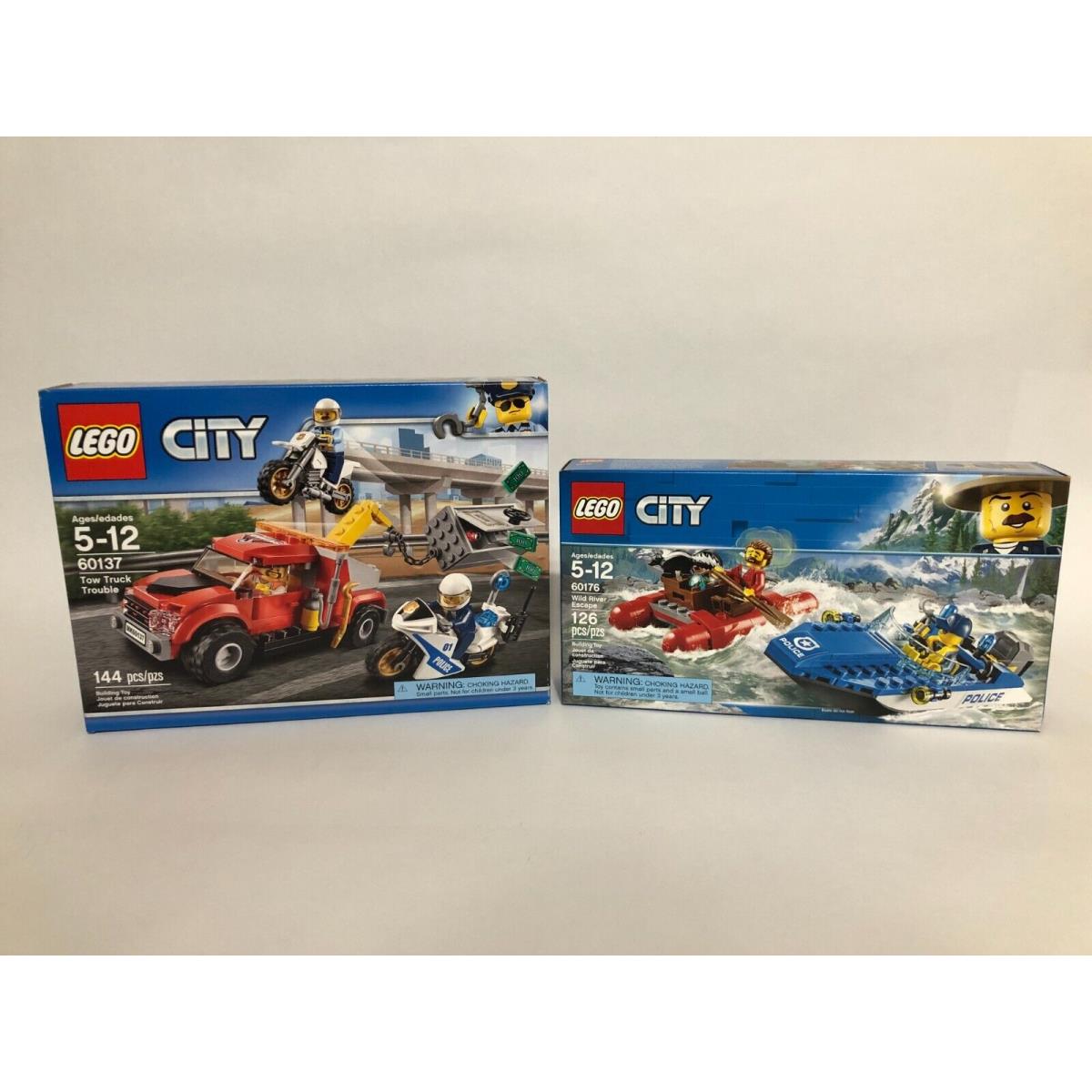 Lego City 60137 Tow Truck Trouble and 60176 Wild River Escape