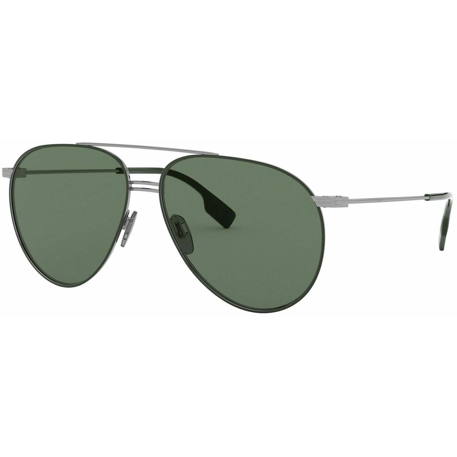Burberry BE3108 100371 Gunmetal Matte Green/green Lens 60mm Sunglasses
