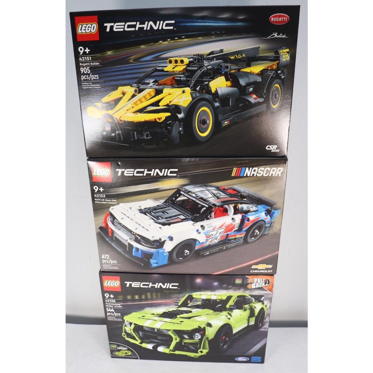 Lego Technic 42138 Ford Mustang 42151 Bugatti Bolide 42153 Chevrolet Camaro