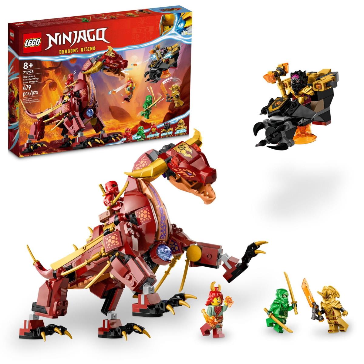 Lego Ninjago Heatwave Transforming Lava Dragon 71793 Building Toy Set