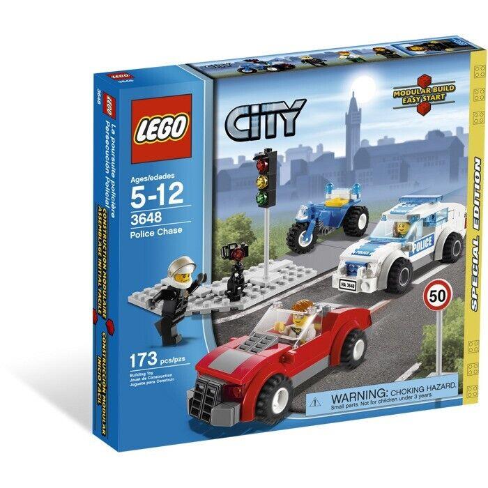 Lego City 3648 Police Chase Squad Car Red Convertible Atv Stoplight Town New