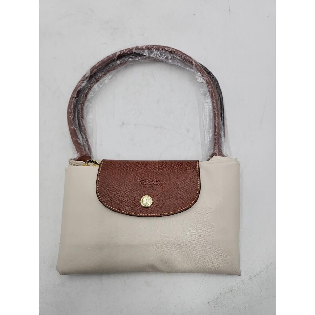 Longchamp Tote Bag Canvas Cream Brown 11.5 H x 17.5 W x 7.5 D