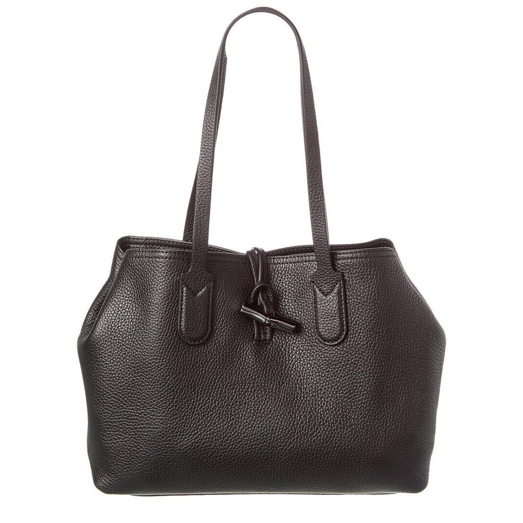 Longchamp Roseau Essential Medium Leather Tote Women`s Black