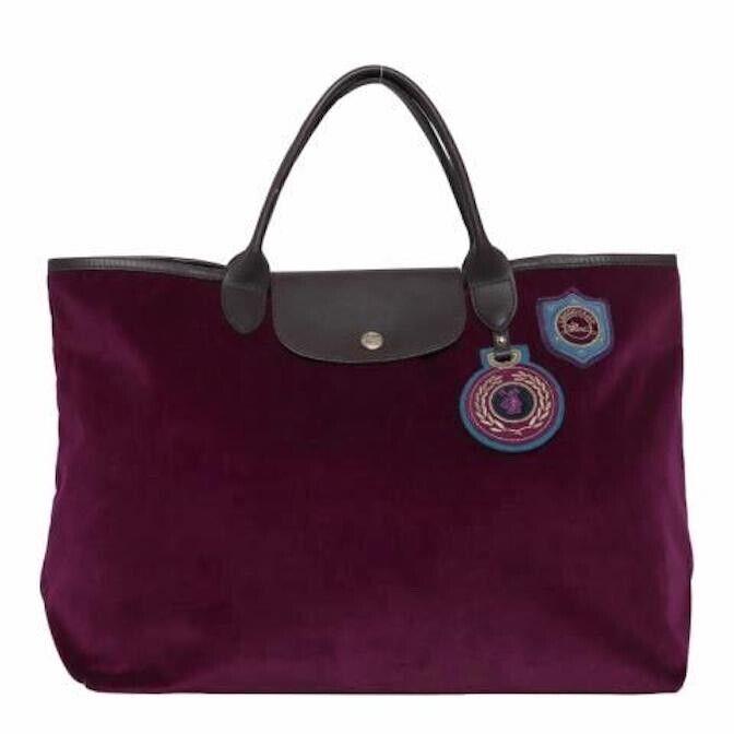 Longchamp Funtaisy Fuchsia Velvet Pliage EW Tote Bag