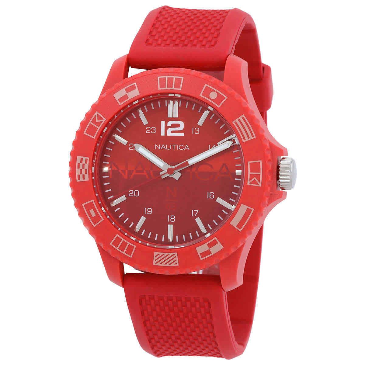 Nautica Wavemakers Quartz Red Dial Men`s Watch NAPWVF305