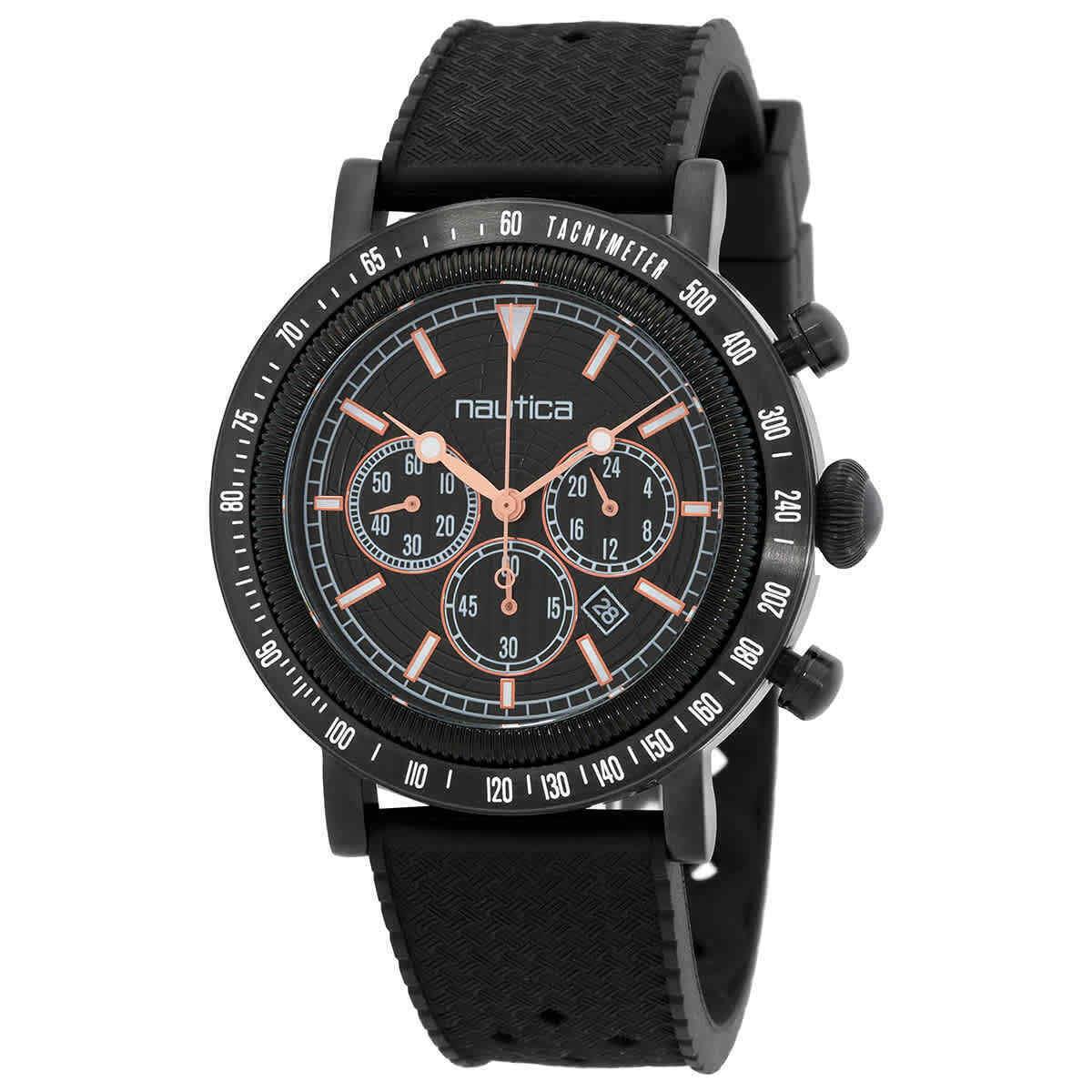 Nautica Spettacolare Chronograph Quartz Black Dial Men`s Watch NAPSPF202